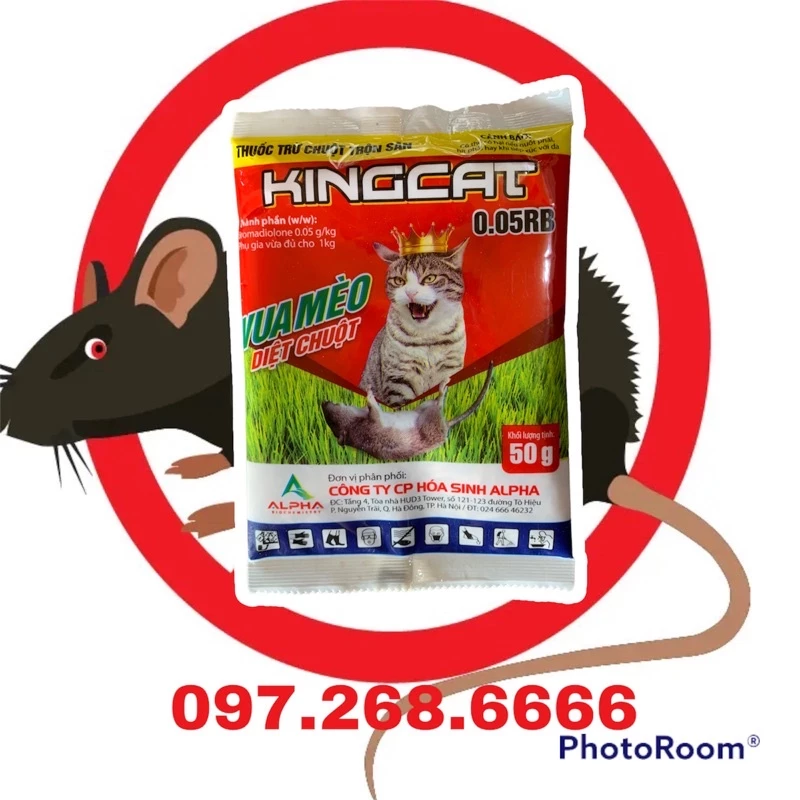 Thuốc Diệt Chuột Trộn Sẵn Thế Hệ Mới KingCat 0,005 AB (Gói 50g) l