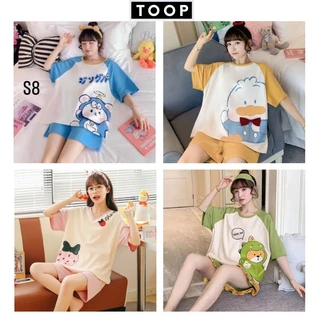 Bộ đồ mặc nhà nữ ,bộ ngủ nữ in hình ngộ nghĩnh ,pyjama siêu kute dễ thương chất cottong co giãn 4 chiều -TOOP