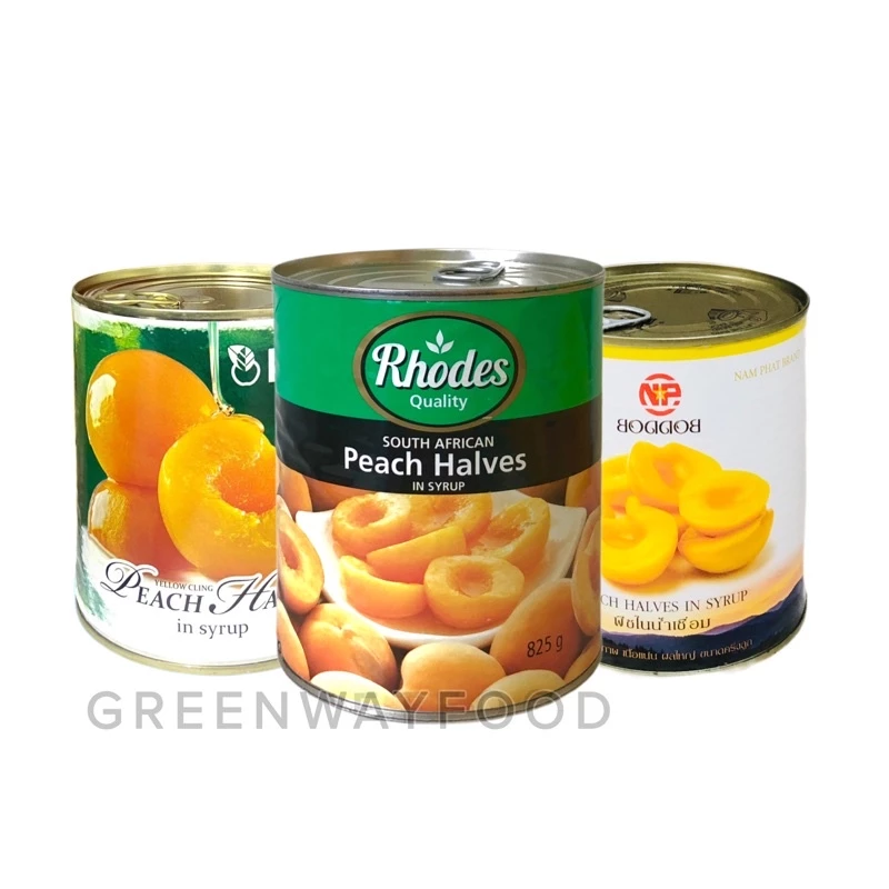 Đào ngâm Rhodes, Kronos, Dedu, Countree hộp 820g có nắp giật hàng chính hãng