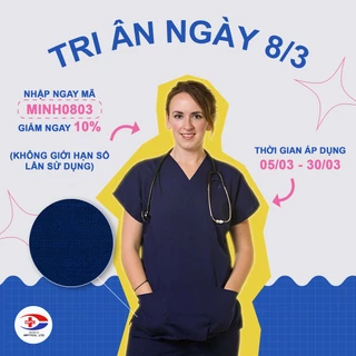 Bộ scrubs bác sĩ, quần áo y tế xanh navy nam, nữ các size S M L XL