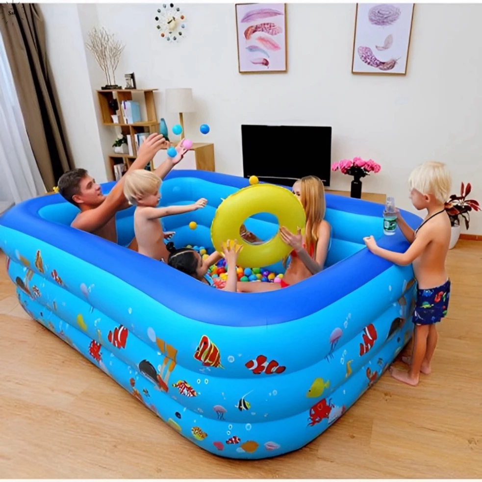 Bể bơi cho bé Didooglt Bể bơi phao 3 tầng 2m1 1m8 1m5 1m3 chống trơn trượt