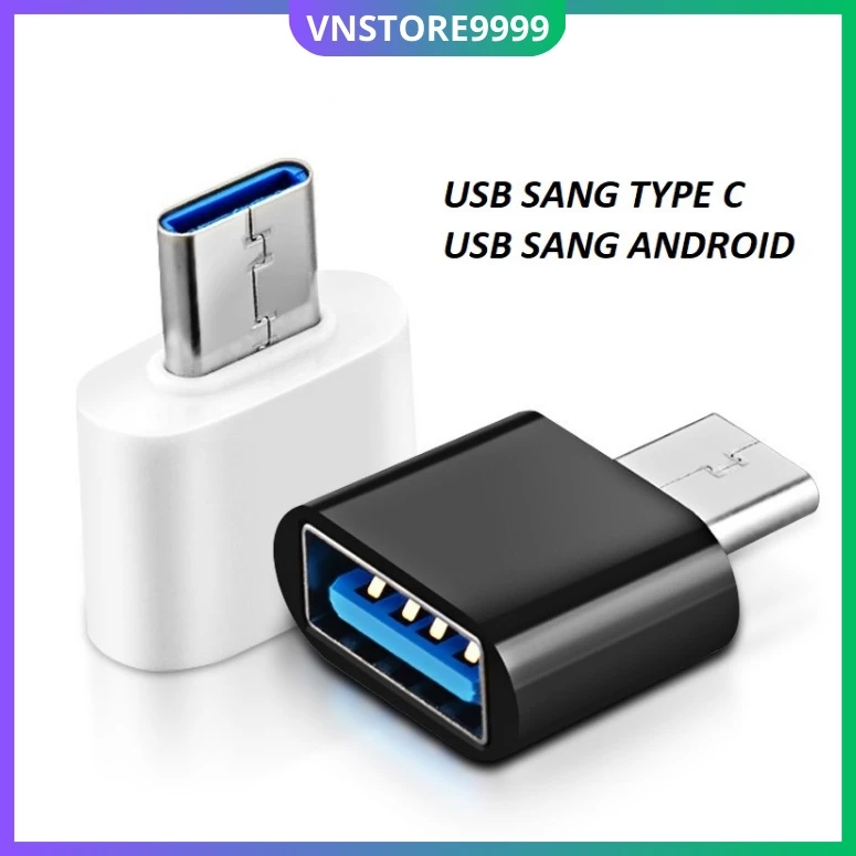 Đầu chuyển đổi Usb sang Type C và Usb sang Android tốc độ cao, nhỏ gọn dùng cho điện thoại, pc, máy tính bảng