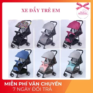 Xe đẩy trẻ em cao cấp, xe đẩy gấp gọn, chịu lực cao bánh xe điều hướng xoay 360 độ