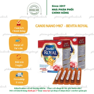 Canxi ống BEVITA ROYAL bổ sung Canxi Nano MK7 tăng chiều cao giúp xương chắc khỏe không gây nóng táo bón Hộp 20 ống