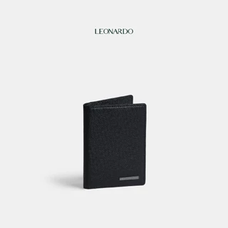 Ví Da Nam Gập Đôi Dáng Đứng Leonardo - Card Mercury Wallet - Chất Liệu Da Taiga Có Độ Bền Cao