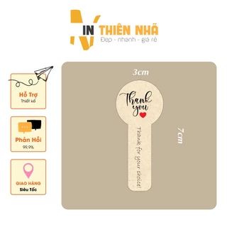 100 Nhãn dán Thank you _ Decal kraft _ 7x3cm 𝑭𝒓𝒆𝒆𝒔𝒉𝒊𝒑 Sticker Cảm Ơn Niêm Phong Giấy Kraft Vintage Sang Trọng, Màu Sắc N