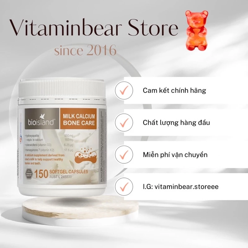 [Vitaminbear.store]Canxi hữu cơ milk calcium bio island (Link cũ 500 sp bị khoá)