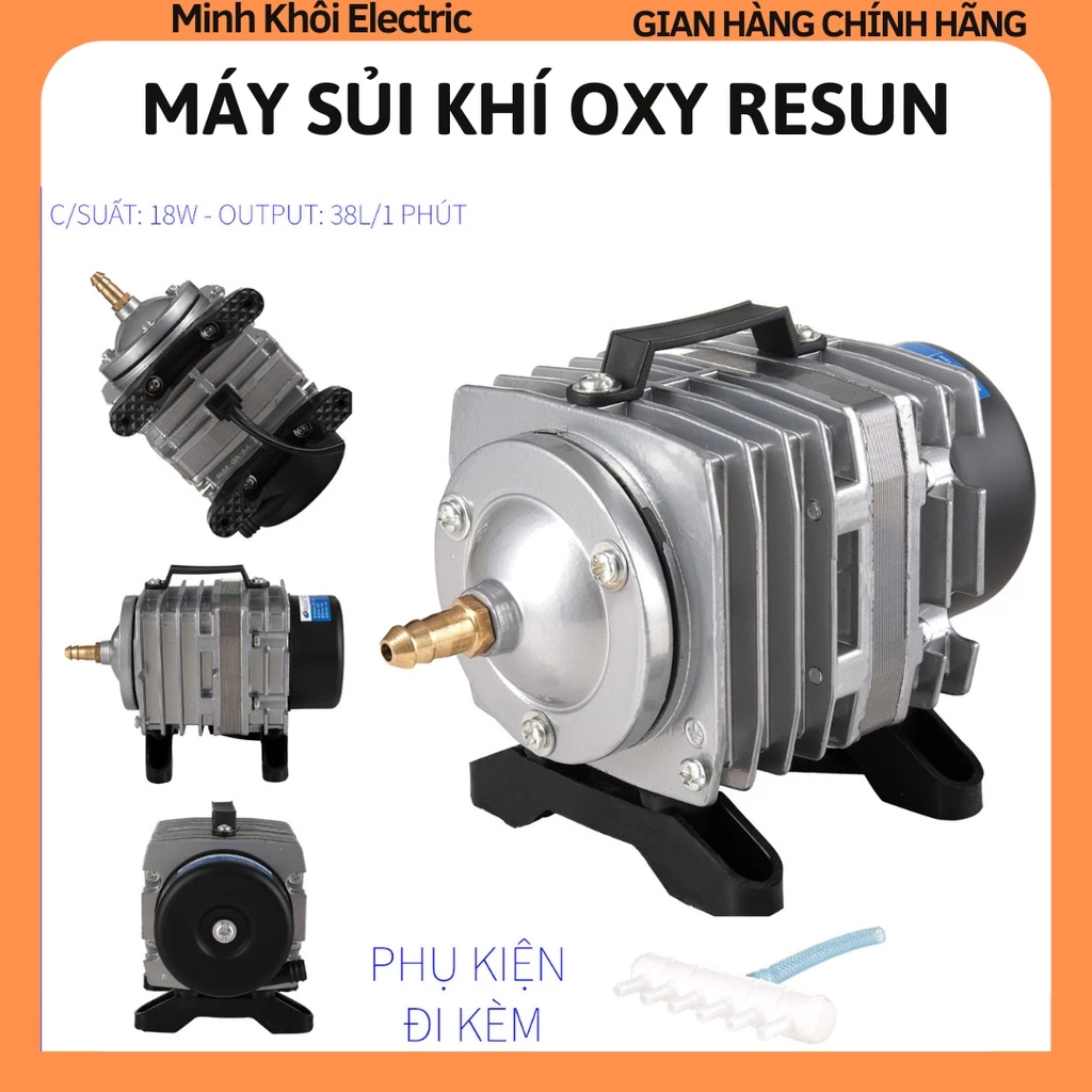 Máy Sủi Oxy Hồ Cá RESUN ACO-001,Máy sục sủi bơm khí oxy resun, may sục sui bơm khí oxi