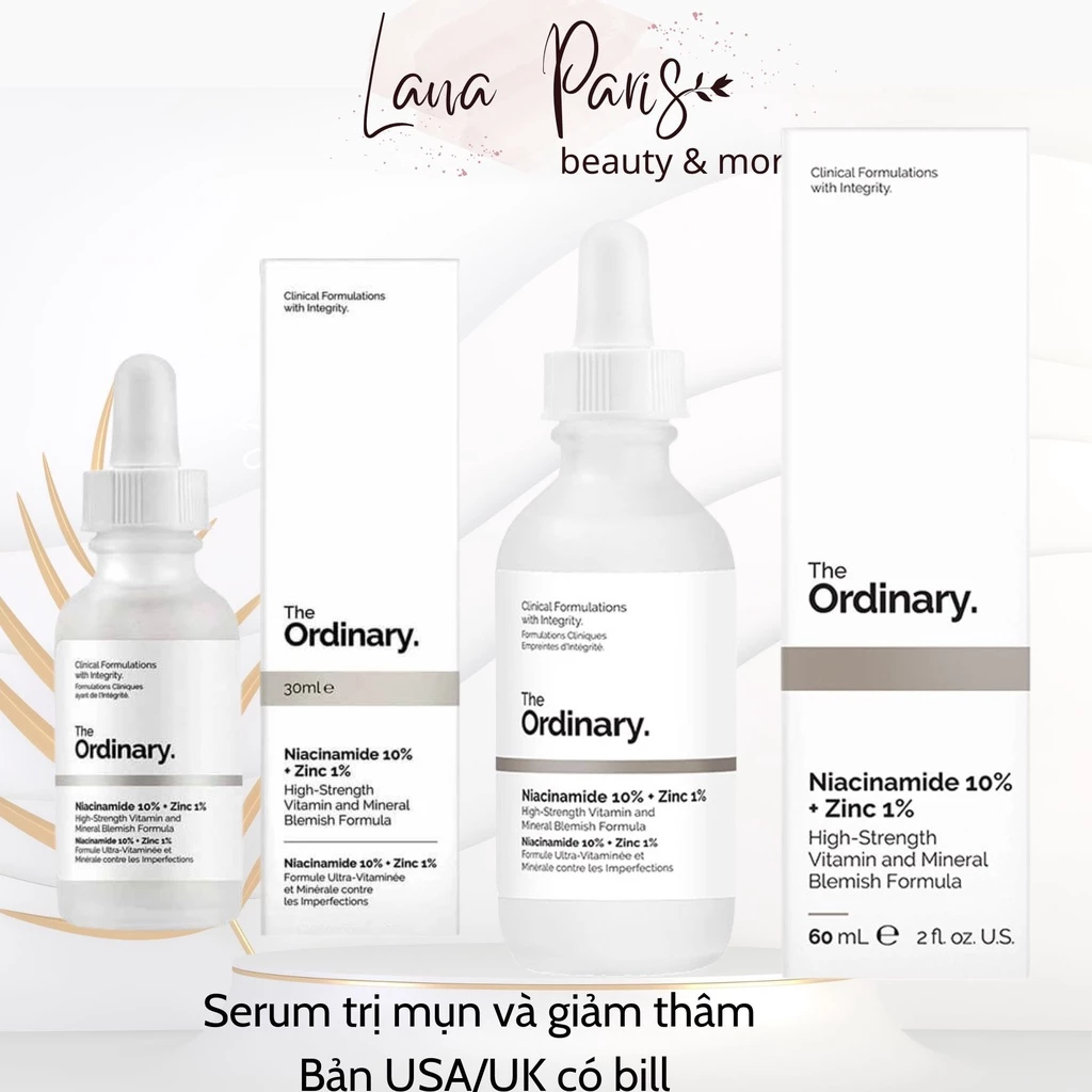 sẵn Serum The Ordinary Niacinamide 10% + Zinc 1% 30ml Bản us có bill