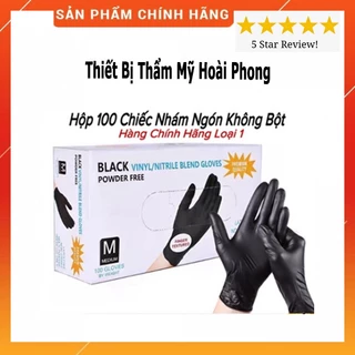 Hộp 100 Chiếc Găng Tay Đen Cao Su Không Bột Bao Tay Cao Su Không Bột Đen Nhám Làm Tóc Thẩm Mỹ Spa Phun Xăm Hàng Loại 1