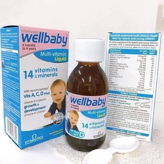 Wellbaby Multivitamin Liquid 150ml - Vitamin tổng hợp cho bé 6 tháng tăng đề kháng, giúp ăn ngon