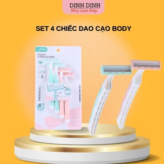 Dao cạo lông (Set 4 chiếc) cạo râu, cạo lông mặt, lông nách, lông vùng kín cho nữ 3 lớp - Dinh Dinh