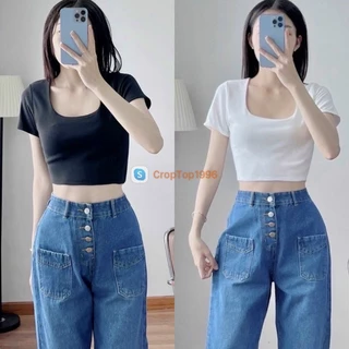 Áo nữ Croptop cổ Vuông dáng ngắn chất ôm body A100