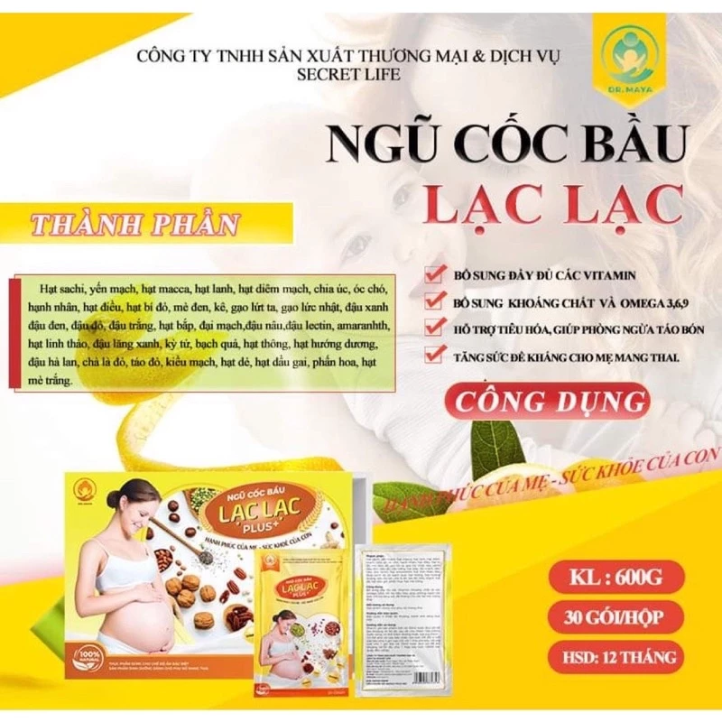 Ngũ cốc bầu lạc lạc siêu dinh dưỡng cho mẹ và bé (hộp 600g/30 gói)