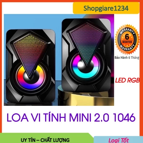Loa Vi Tính 2.0 Mini 1046/9077 có LED RGB-Loa Để Bàn Cao Cấp - Bảo Hành 6 Tháng