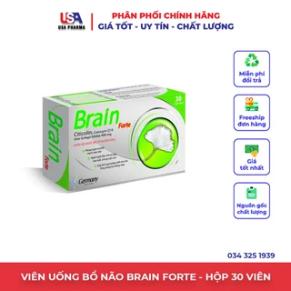 Brain Forte Giúp bổ sung dưỡng chất cho não, phòng ngừa tai biến, chóng mặt ù tai - Hộp 30 viên