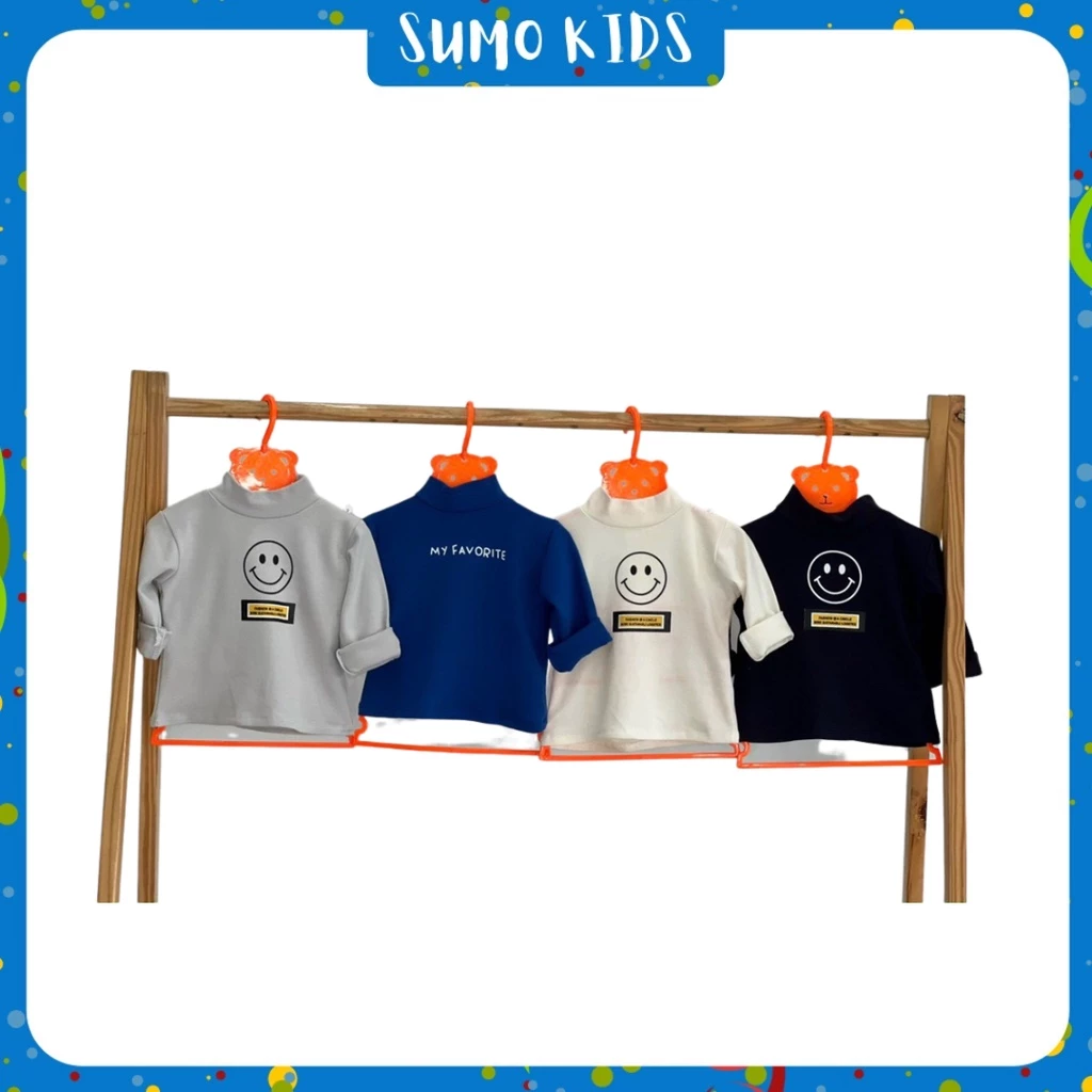 Áo giữ nhiệt in mặt cười cổ cao cho bé trai, bé gái mặc đều xinh - SUMO KIDS