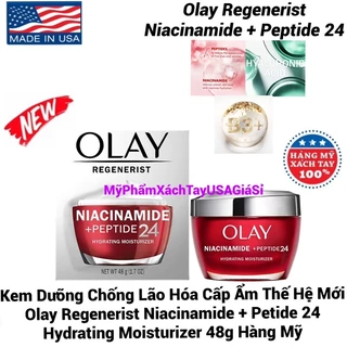 Kem dưỡng cấp ẩm giảm nếp nhăn Olay Niacinamide + Peptide 24 Hydrating Moisturizer 48g Hàng Mỹ
