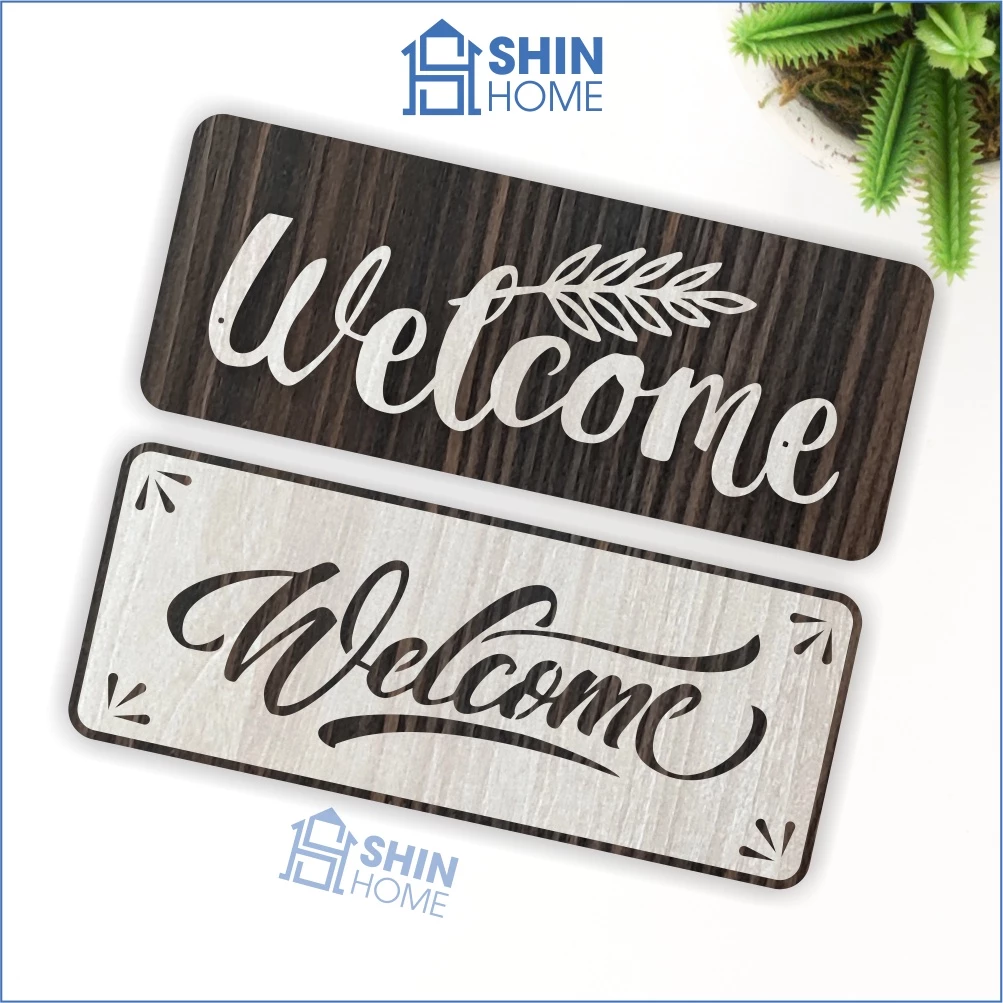 Bảng welcome bằng gỗ cắt laser 2 lớp trang trí decor quán