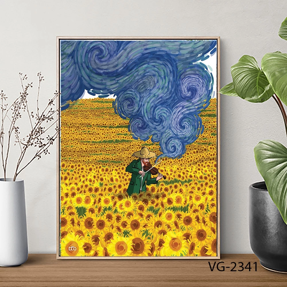 Tranh canvas treo tường chủ đề tranh Vangogh đặc sắc dùng đecor nhà cửa (kích thước 50x70xm)