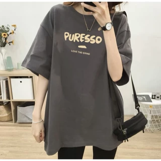 áo thun phông unisex nam nữ in chữ PURESSO chất liệu cotton thấm hút mồ hôi