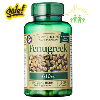 Viên uống lợi sữa Nature’s Garden Fenugreek 610mg 100 viên của Anh