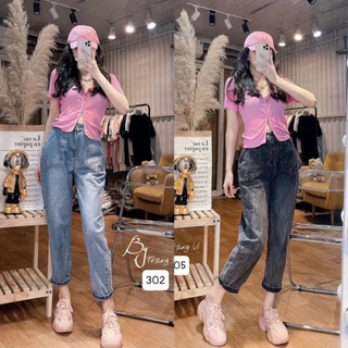 [ TIỆM JEANS ] Quần baggy jean nữ túi kiểu đơn giản, Quần bò nữ cạp cao chất jean mềm không co dãn