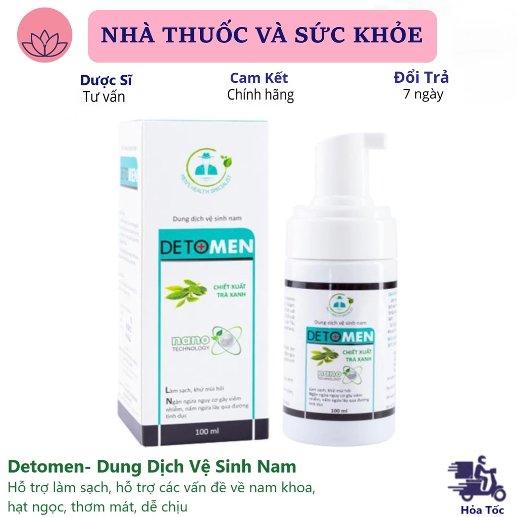 Detomen dung dịch vệ sinh nam- Bọt vệ sinh nam giới thơm mát, dịu nhẹ 100ml.