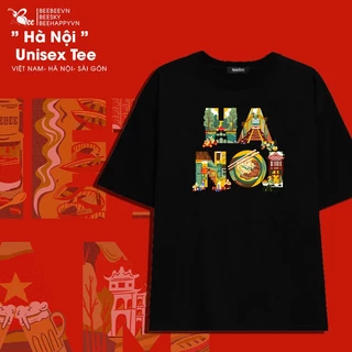 Áo Thun Unisex BEEBEE 100% Cotton in chữ HÀ NỘI nghê thuật-HNNT001