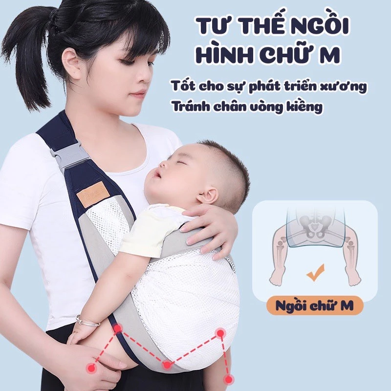 Đai dịu em bé dạng lưới thông thoáng, tránh chân vòng kiềng – Cho bé 0 -36 tháng tuổi.