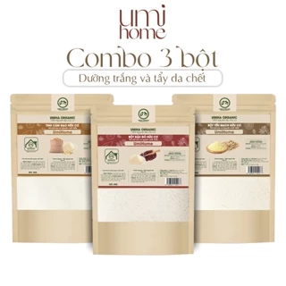 Combo 3 bột dưỡng trắng UMIHOME gồm bột yến mạch, đậu đỏ, tinh cám gạo (40gx3)