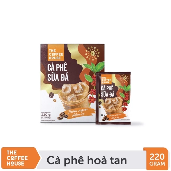 (HSD: 24.10.2024) Combo 3 Hộp Cà Phê Sữa Đá Hòa Tan The Coffee House ☕, (1 Hộp220gr x  10 gói cafe)