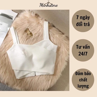 Áo Bra Trắng croptop nữ - Áo hai dây thiết kế bản to có sẵn đệm mút kiểu dáng croptop trẻ trung , tôn dáng