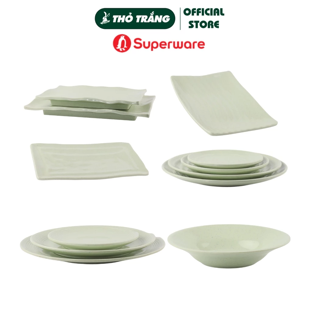 Dĩa nhựa Melamine màu xanh Srithai Superware cao cấp đa dạng mẫu mã