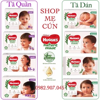 (Chính Hãng) Tã Huggies Nature Made dán S82/M64/L54/XL44, quần M58/L44/XL38/XXL26