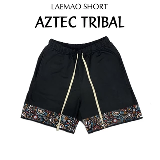 Quần short nam LAEMAO chất nỉ da cá cotton cao cấp họa tiết AZTEC TRIBAL