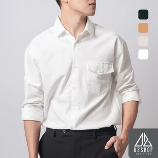 Áo sơ mi D2shop, áo sơ mi nam dài tay vải linen túi hộp, màu trắng [SM330TAH]