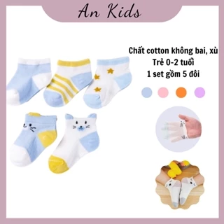 Set 5 đôi tất lưới cổ thấp Kid Sock điều hòa cho bé từ 0-3 tuổi Ankids