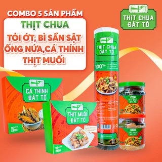 Combo 5 Thịt Chua Tỏi Ớt, Bì Sần Sật, Ống Nứa, Thịt Muối, Cá Thính - Thịt Chua Đất Tổ