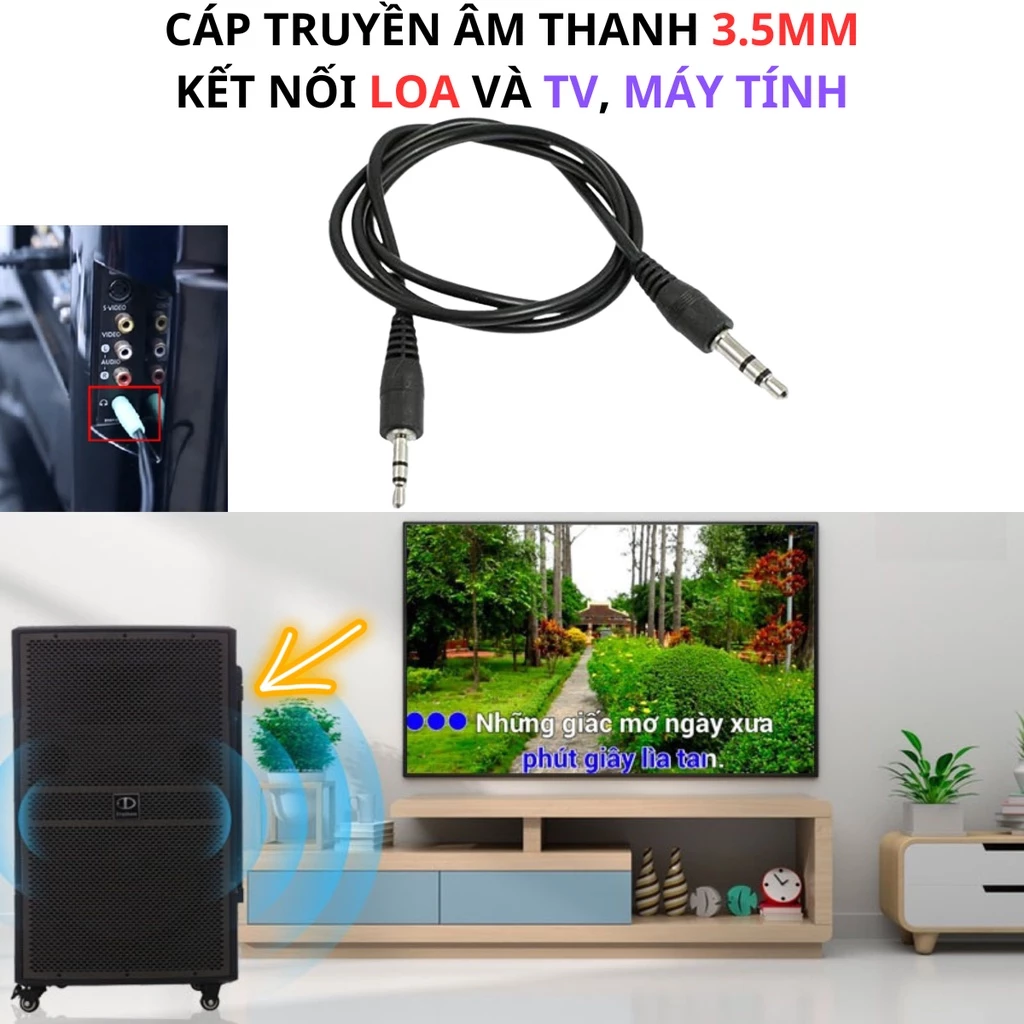 Dây cáp AUX 3.5mm cao cấp - kết nối LOA và các thiết bị nghe nhạc (Tivi/ Máy tính/ Laptop/ Mic hát...)-Cáp TV MUSIC BOX