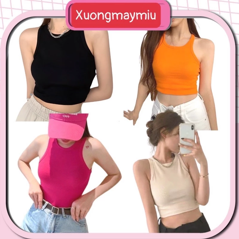 Áo Croptop Ba Lỗ ngược trơn Hot Trend Áo kiểu nữ ôm chất thun Cao Cấp gân mềm mát.