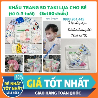 Khẩu trang 5D Taki cho bé từ 0-3 tuổi vải lụa xịn xò