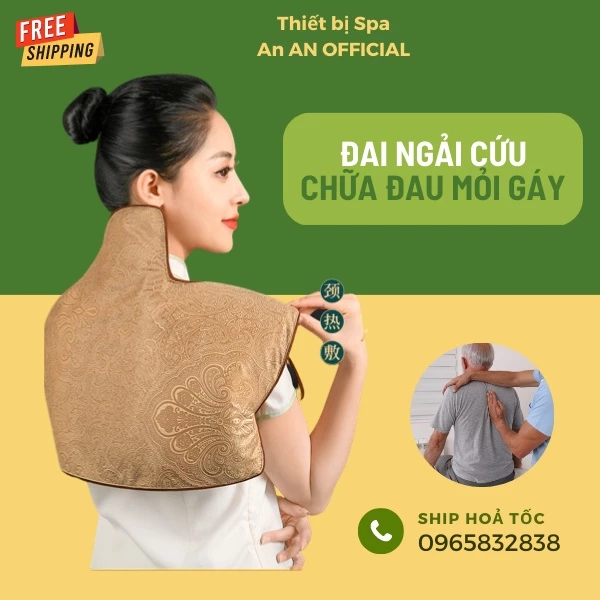 Đai Chườm Cổ Vai Gáy Ngải Cứu - Thảo Dược Ngải Cứu Đông Y Giảm Đau Nhức Mỏi Thoái Hóa Cổ Vai Gáy