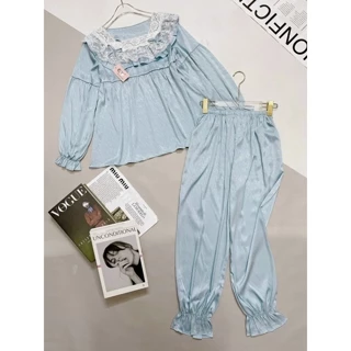 Đồ ngủ pijama, đồ bộ mặc nhà dài tay quần dài ngủ bo chun vải xước DN100