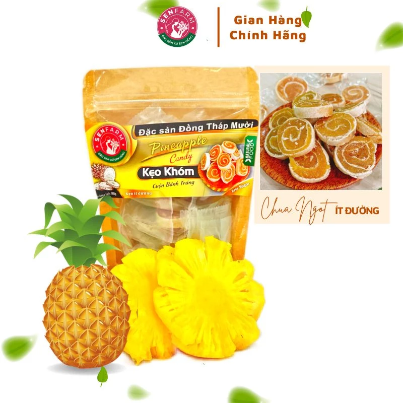 Kẹo Khóm Tươi Cuộn Bánh Tráng Senfarm