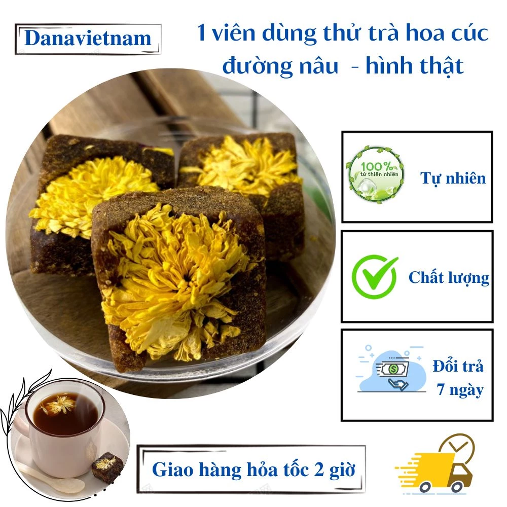 1 viên dùng thử trà hoa cúc đường nâu  - hình thật