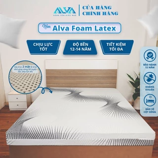 [Nệm Than Hoạt Tính] Nệm 100% cao su thiên nhiên 2 mặt lỗ màu xám Alva Foam Latex kháng khuẩn tốt cho sức khỏe