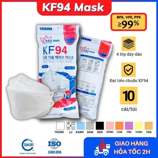 Khẩu trang KF94 [ Túi 10cái] khẩu trang 4D tiêu chuẩn Hàn Quốc - HOT 2023