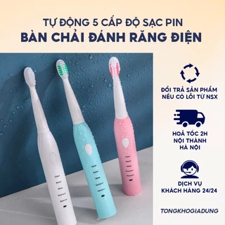 Bàn chải đánh răng điện đa năng,bàn chải cho người niềng răng, 5 cấp độ sạc Pin  tặng kèm 4 đầu bàn chải -TongkhoGiaDung