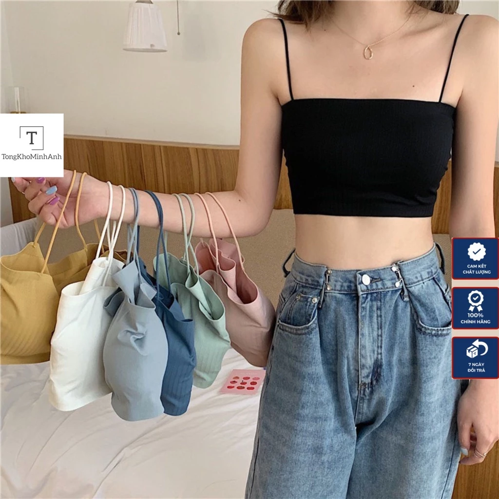 Áo Bra Nữ Quây 2 Dây Su Chất Cotton Siêu Mát Có Đệm Nâng Ngực Dáng Ôm Co Dãn 4 Chiều Dễ Phối Đồ Fresz Bra12323